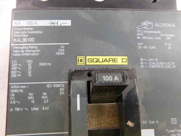 Square D KAL36100 Molded Case Breakers (MCCBs)