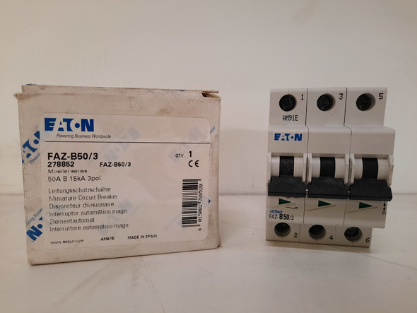 Eaton FAZ-B50/3 Miniature Circuit Breakers (MCBs) FAZ 3P 50A 120/240V 50/60Hz 3Ph EA