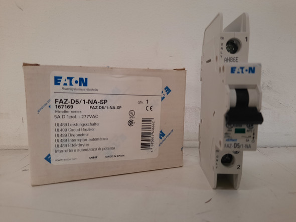 Eaton FAZ-D5/1-NA-SP Din Rail Mounted Circuit Breakers 1P 5A 277V EA