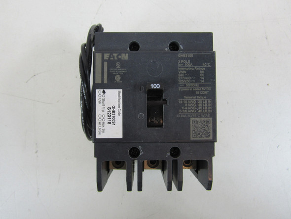 Eaton GHB3100S1 Molded Case Breakers (MCCBs) GHB 3P 100A 480V 50/60Hz 3Ph G Frame EA