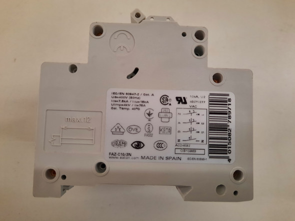 Eaton FAZ-C10/3N Miniature Circuit Breakers (MCBs) FAZ 3P 10A 120/240V 50/60Hz 3Ph