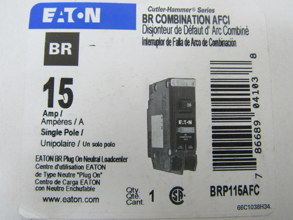 Eaton BRP115AFC Miniature Circuit Breakers (MCBs) 1P 15A 240V EA