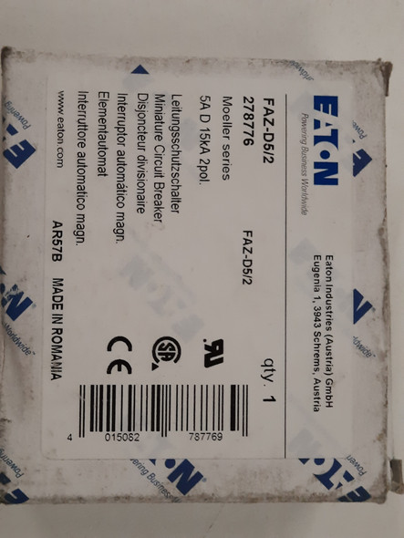 Eaton FAZ-D5/2 Miniature Circuit Breakers (MCBs)