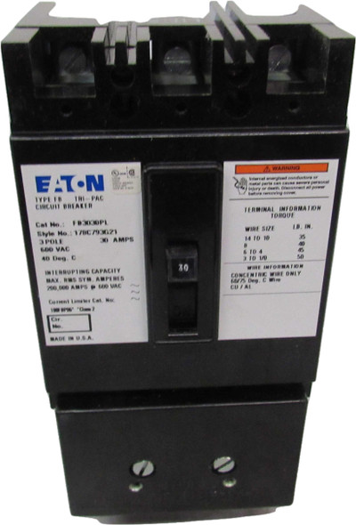 Eaton FB3030PL Molded Case Breakers (MCCBs) FB 3P 30A 600V 50/60Hz 3Ph F Frame EA