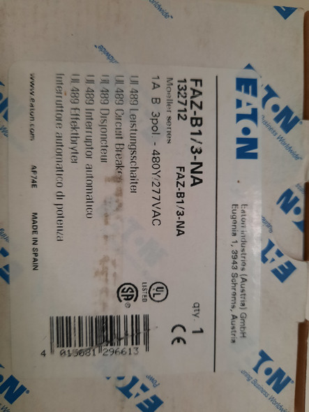 Eaton FAZ-B1/3-NA Miniature Circuit Breakers (MCBs)
