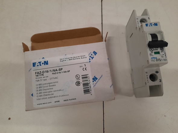 Eaton FAZ-D15/1-NA-SP Din Rail Mounted Circuit Breakers FAZ 1P 15A 480V 50/60Hz EA