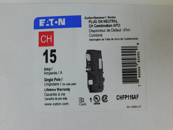 Eaton CHFP115AF Miniature Circuit Breakers (MCBs) CHF 1P 15A 240V 50/60Hz 1Ph EA