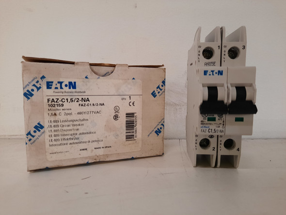 Eaton FAZ-C1.5/2-NA Din Rail Mounted Circuit Breakers 2P 1.5A 277V EA