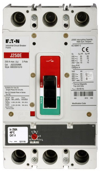 Eaton JGE3100FAG Molded Case Breakers (MCCBs) JGE 3P 100A 600V 50/60Hz 3Ph J Frame EA