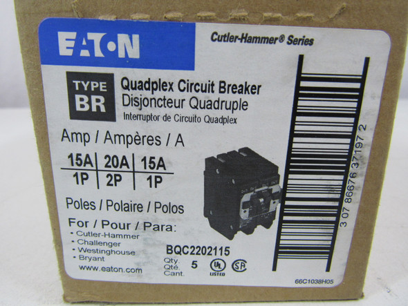 Eaton BQC2202115 Miniature Circuit Breakers (MCBs) BR 2P 15A/20A 240V 50/60Hz 1Ph