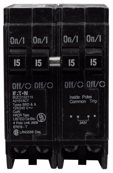 Eaton BQC2202115 Miniature Circuit Breakers (MCBs) BR 2P 15A/20A 240V 50/60Hz 1Ph