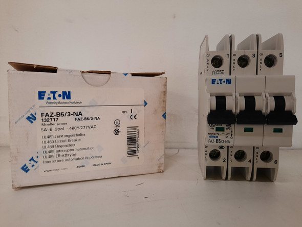 Eaton FAZ-B5/3-NA Miniature Circuit Breakers (MCBs) FAZ 3P 5A 480V 50/60Hz 3Ph