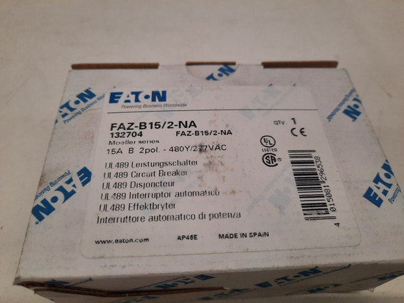 Eaton FAZ-B15/2-NA Miniature Circuit Breakers (MCBs) 2P 15A 480V EA