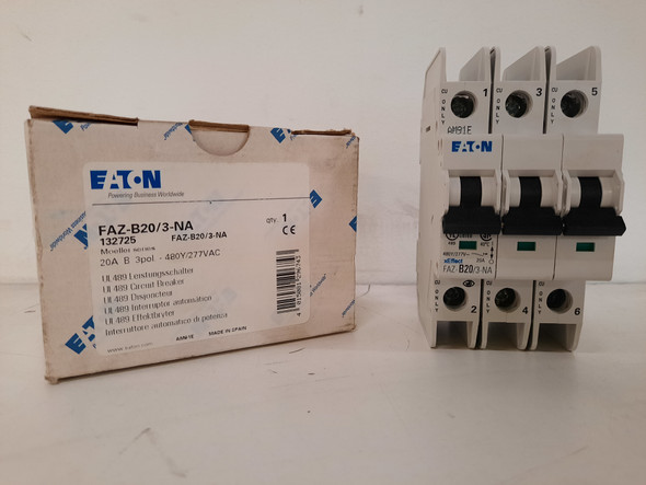 Eaton FAZ-B20/3-NA Miniature Circuit Breakers (MCBs) FAZ 3P 20A 277V 50/60Hz 3Ph