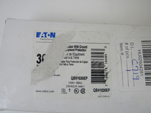 Eaton QBH1030EP Miniature Circuit Breakers (MCBs) QB 1P 30A 120V 50/60Hz 1Ph EA