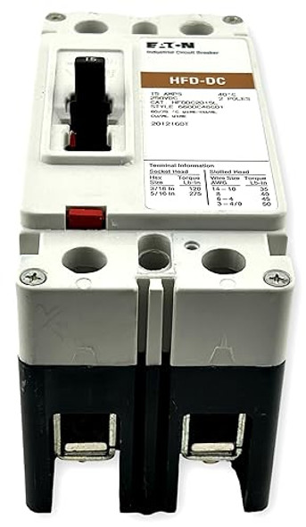 Eaton HFDDC2015L Molded Case Breakers (MCCBs) HFD 2P 15A 600V 50/60Hz 2Ph F Frame EA