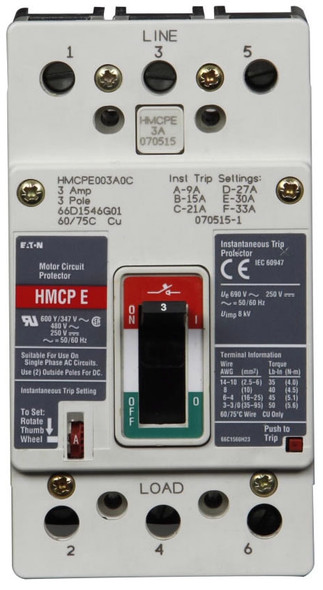 Eaton HMCPE050K2C Motor Circuit Protector (MCPs) HMCPE 3P 50A 480V 50/60Hz 3Ph M Frame EA