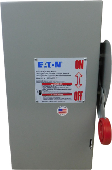 Eaton DH362NGK Safety Switches DH 3P 60A 600V 50/60Hz 3Ph Fusible w/ Neutral 4Wire EA NEMA 1