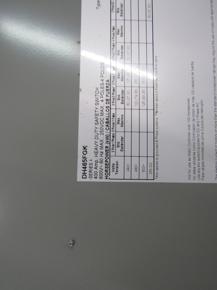 Eaton DH465FGK Heavy Duty Safety Switches DH 4P 400A 600V 50/60Hz 3Ph EA NEMA 1 Indoor