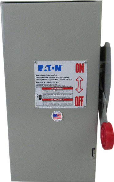 Eaton DH222FRK Safety Switches DH 2P 60A 240V 50/60Hz 1Ph Fusible 2Wire EA NEMA 3R