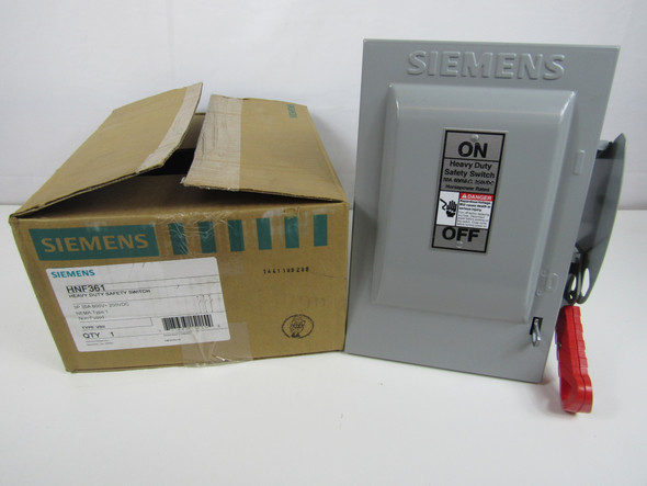 Siemens HNF361 Safety Switches HNF 3P 30A 600V 50/60Hz 3Ph Non Fusible 3Wire EA NEMA 1