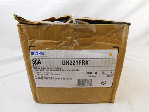 Eaton DH221FRK Safety Switches DH 2P 30A 240V 50/60Hz 1Ph Fusible 2Wire EA NEMA 3R