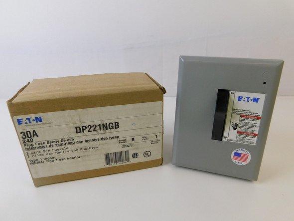 Eaton DP221NGB Safety Switches DP 2P 30A 240V 50/60Hz 1Ph Fusible 3Wire EA NEMA 1 General Duty Surface Mounting