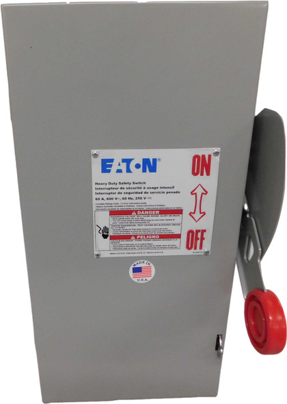 Eaton DH362UGKN Safety Switches DH 3P 60A 600V 50/60Hz 3Ph Non Fusible 3Wire NEMA 1