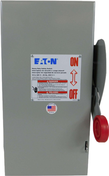 Eaton DH261NGK Safety Switches DH 2P 30A 600V 50/60Hz 1Ph Fusible w/ Neutral 3Wire EA NEMA 1
