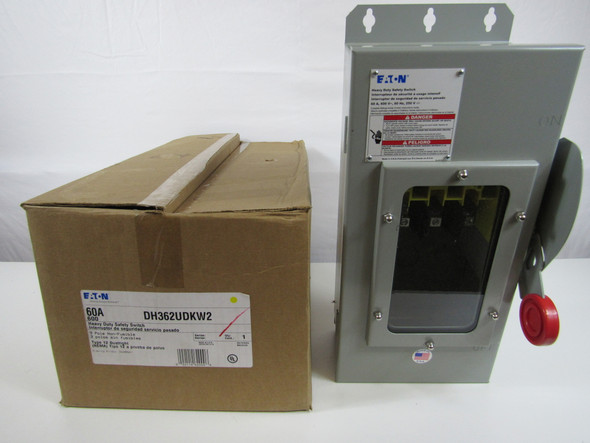 Eaton DH362UDKW2 Safety Switches DH 3P 60A 600V 50/60Hz 3Ph Non Fusible 4Wire NEMA 12