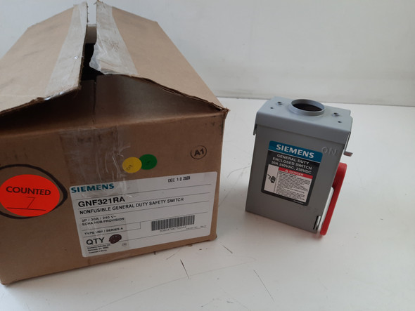 Siemens GNF321RA Safety Switches GNF 3P 30A 240V 50/60Hz 3Ph Non Fusible 3Wire NEMA 3R