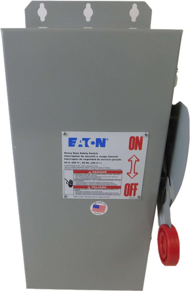 Eaton DH362NDK Safety Switches DH 3P 60A 600V 50/60Hz 3Ph Fusible w/ Neutral 4Wire NEMA 3R/12