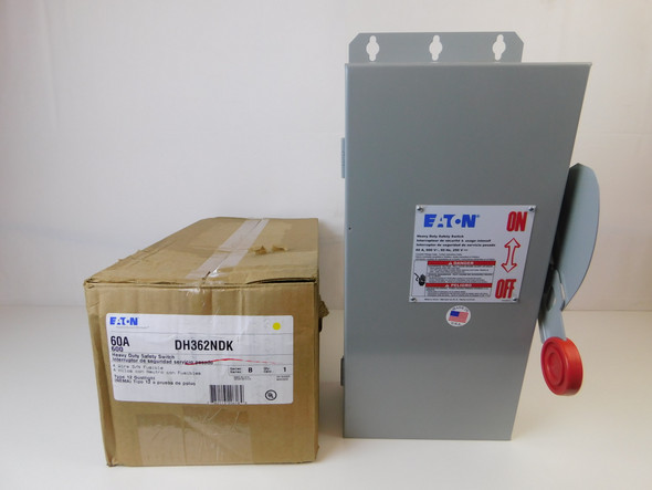 Eaton DH362NDK Safety Switches DH 3P 60A 600V 50/60Hz 3Ph Fusible w/ Neutral 4Wire NEMA 3R/12