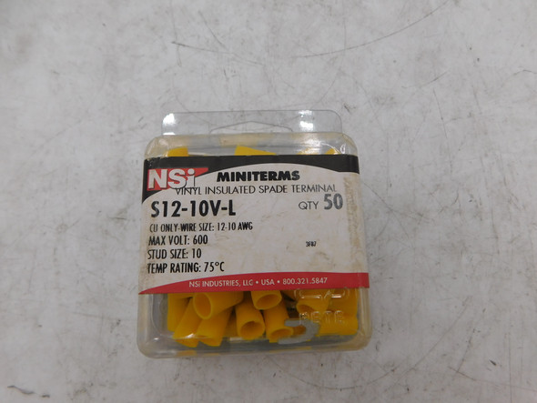 NSI Industries S12-10V-L Misc. Cable and Wire Accessories Spade Terminals Yellow 50BOX