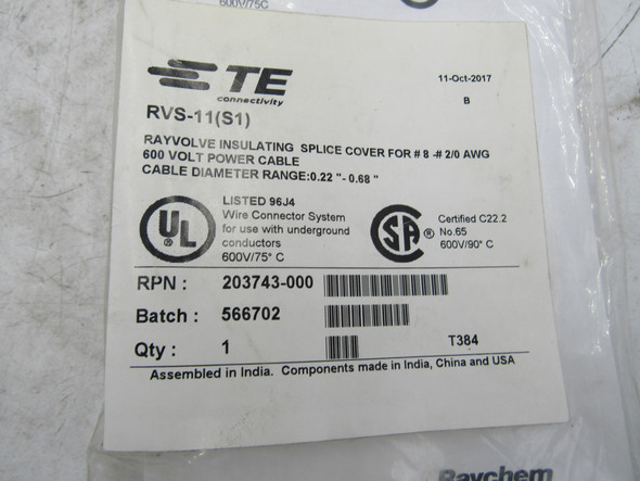 Raychem 203743-000 Misc. Cable and Wire Accessories Insulating Splice Cover
