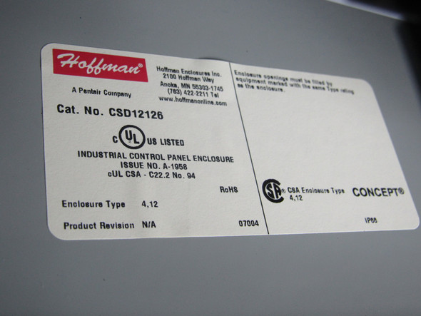 Hoffman CSD12126 Electrical Enclosures Concept Enclosure Emergency Stop EA NEMA 4  12