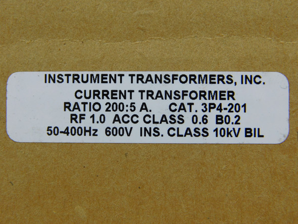 Instrument Transformers Inc 3P4-201 Current Transformers 200:5A 600V 50-400Hz
