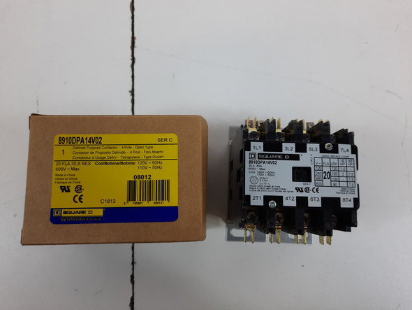 Square D 8910DPA14V02 Definite Purpose Contactors 4P 30A 600V