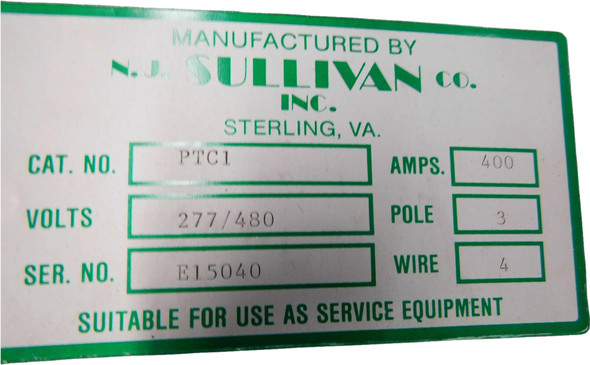 NJ Sullivan PTC1 Electrical Enclosures 277/480V