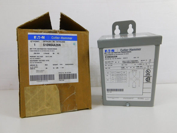 Eaton S10N04A26N Other Transformers Dry Type 240V 60Hz 1Ph NEMA 3R Secondary Voltage: 24V 250VA