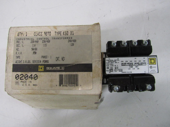 Square D 9070K50D1 Control Transformers 240/480V EA