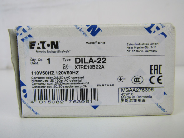 Eaton XTRE10B22A Relays Contactor Relay 4P 10A 120V 50/60Hz b 2NO 2NC EA