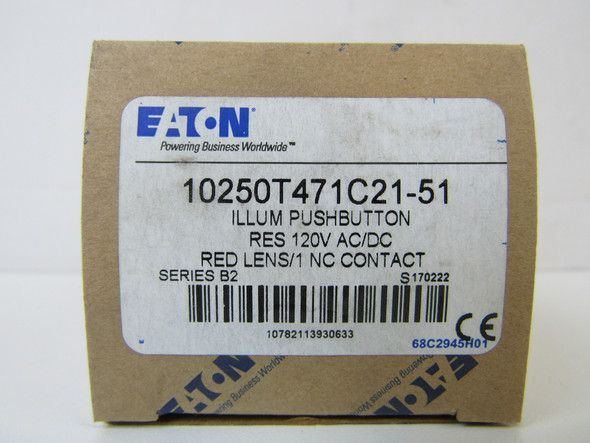 Eaton 10250T471C21-51 Pushbuttons Illuminated 120V 1NC Red EA