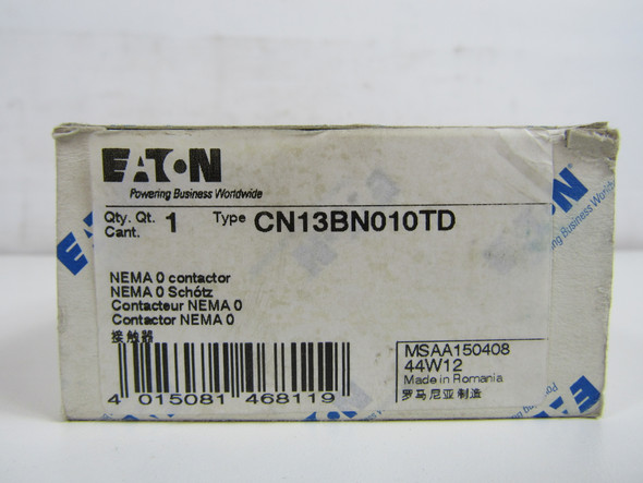 Eaton CN13BN010TD Other Contactors 3P 18A 24VDC Size 0 1NO