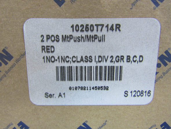 Eaton 10250T714R Pushbuttons Non-Illuminated 1NO 1NC 2 Position Red NEMA 3/3R/4/4X/12/13