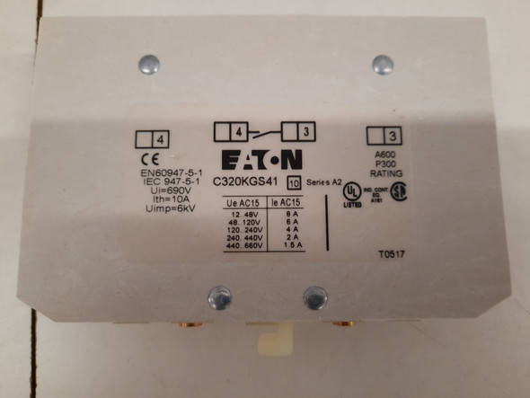 Cutler-Hammer C320KGS41 Auxiliary Contact 2NO EA