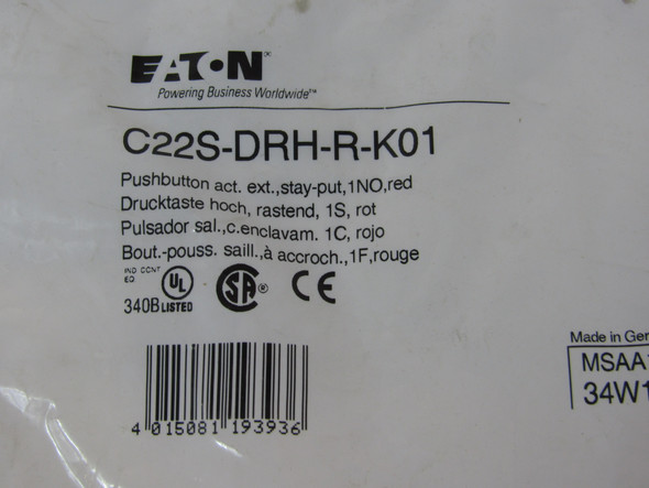 Eaton C22S-DRH-R-K01 Pushbuttons Non-Illuminated 1NO EA