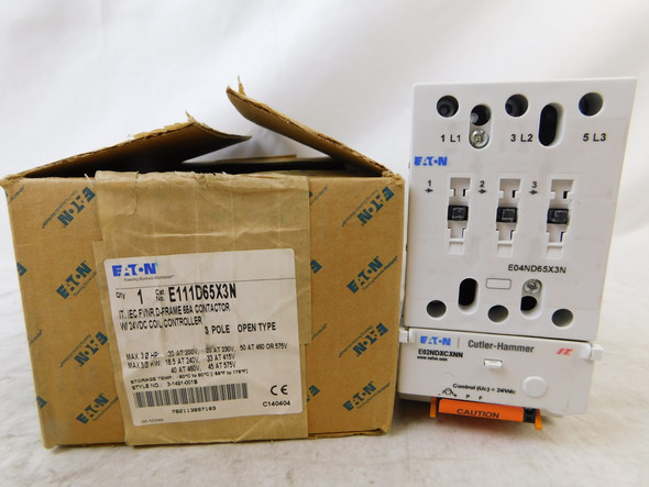 Eaton E111D65X3N Other Contactors Open 3P 65A 24V 3Ph 50HP D Frame