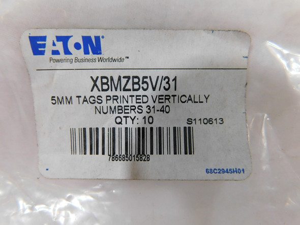Eaton XBMZB5V/31 Other Power Distribution Contacts and Accessories Marker Tag 10EA