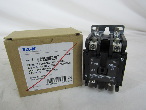 Eaton C25DNF230T Definite Purpose Contactors Open 2P 30A 24VAC 50/60Hz 1BOX